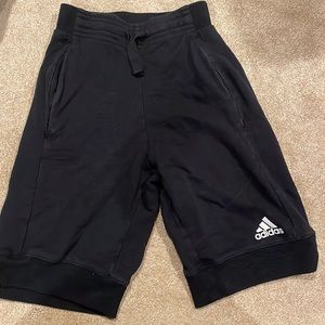 Adidas Shorts Mens Small Black Zip Pockets Fleece